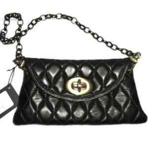 Carla Mancini Black Quilted Leather Clutch